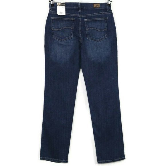 Lee Relaxed Fit Straight Leg Jeans Mid Rise Stretch Dark 6 x 31 - Picture 2 of 11